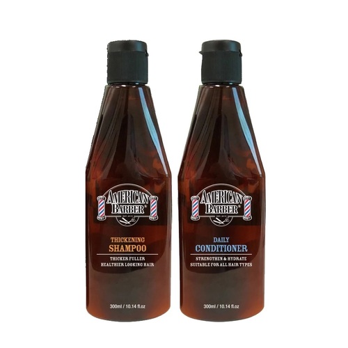 American Barber Thickening Shampoo & Daily Conditioner 300ml Duo
