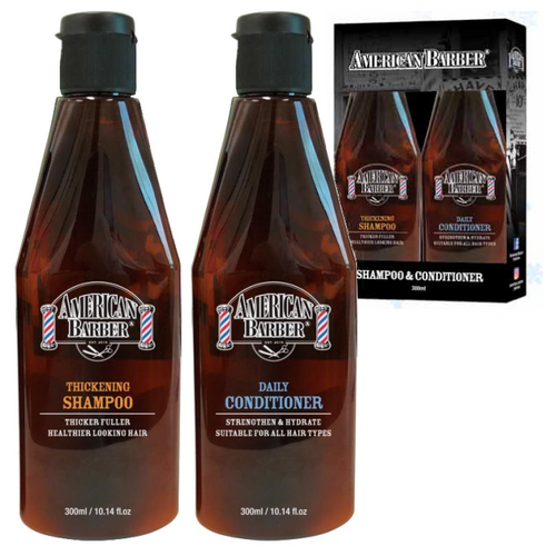 American Barber Thickening Shampoo & Daily Conditioner 300ml Duo