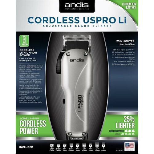 Andis Cordless US Pro Li Professional USPRO Adjustable Blade Hair Clippers Trimmer Barber #73010