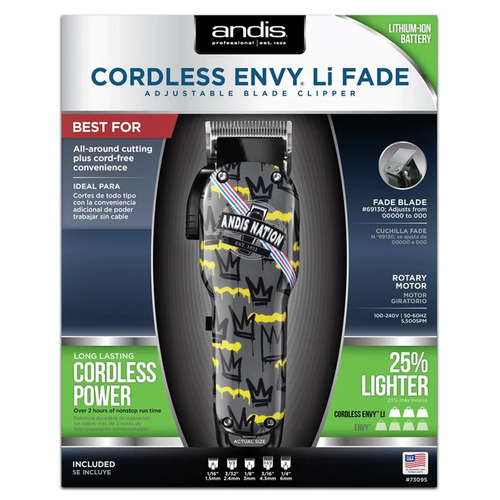 Andis Nation Envy Design Cordless US PRO Li Fade USPRO Adjustable Blade Hair Clippers Barber