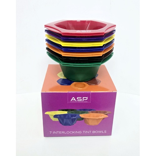 ASP Professional 7pc Multi Colour Interlocking Tint Bowl Set