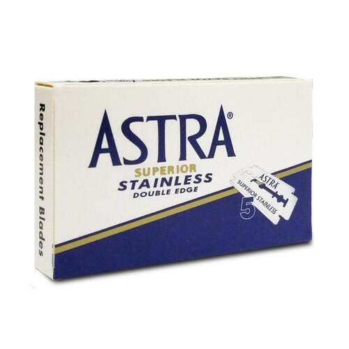 Astra Superior Blue Stainless Double Edge Razor Blades 5 Pack