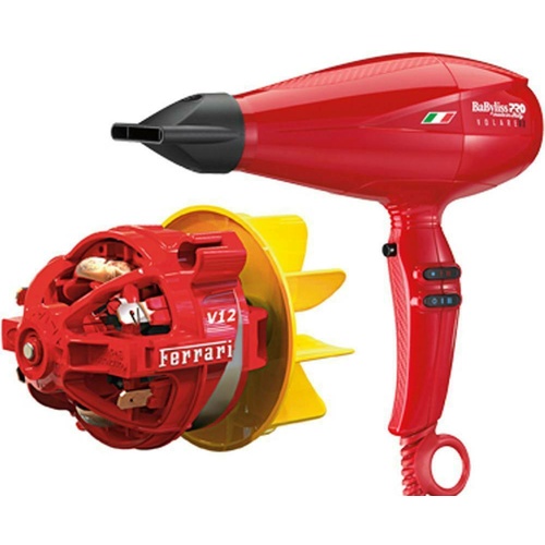 BabylissPRO V1 Volare Hairdryer Red Ferrari Engine 2200w Hair Dryer Made in Italy 