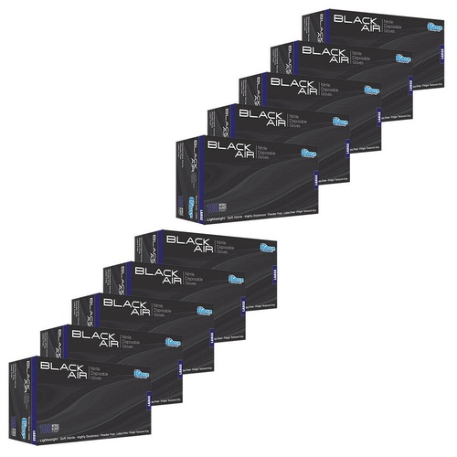 BLACK AIR Nitrile Disposable Large Gloves 10 x Boxes