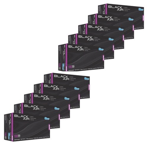 BLACK AIR Nitrile Disposable Medium Gloves 10 x Boxes
