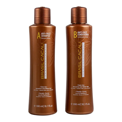 Brasil Cacau Anti Frizz Shampoo & Conditioner 300ml Duo Brazilian Keratin Brazil