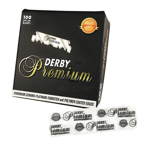 Derby PREMIUM Professional Stainless Single Edge HALF BLADES 100 Pack