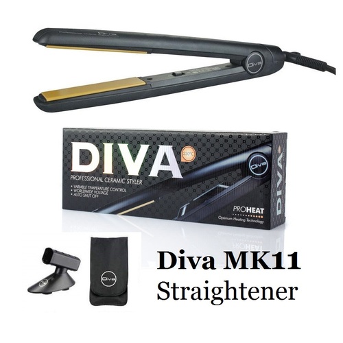 DIVA MK11 Black Hair Straightener Straightening Iron 230°C Styler with Stand & Pouch