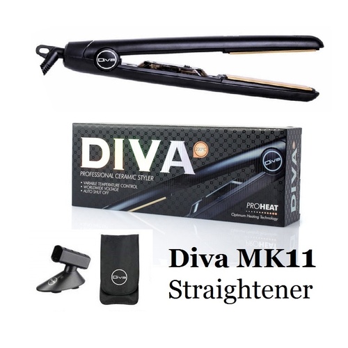 DIVA MK11 Black Hair Straightener Straightening Iron 230°C Styler with Stand & Pouch