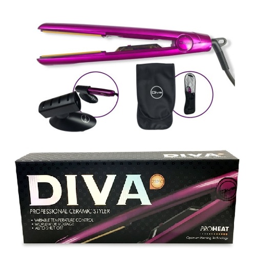 DIVA MK11 Purple Hair Straightener Straightening Iron 230°C Styler with Stand & Pouch