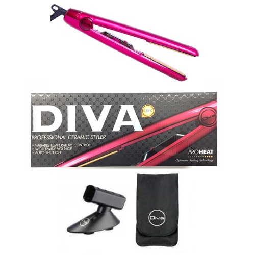 DIVA MK11 Pink Hair Straightener Straightening Iron 230°C Styler with Stand & Pouch