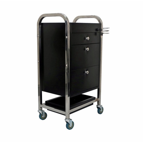 Elvis Professional Hairdressing Salon Metal Lockable Trolley - Black