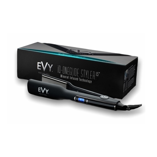 Evy Professional iQ-OneGlide 1.5" Hair Straightening Iron - Black Storage Bag
