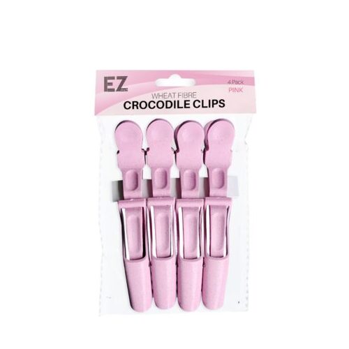 EZ Wheat Fibre Pink Crocodile Hair Clips 4 Pack