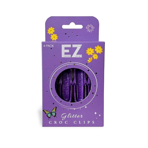 EZ Essentials Glitter Croc Hair Clip - 4 pack Purple Clips