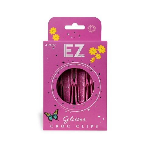 EZ Essentials Glitter Croc Hair Clip - 4 pack Pink Clips