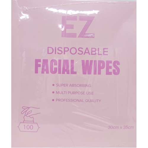 EZ Essentials Disposable Facial Face Wipes 100 Pack 30cm x 35cm