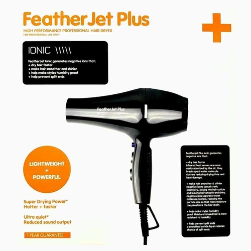Fusion FeatherJet Plus Professional Ionic Hairdryer - Black Hair Dryer
