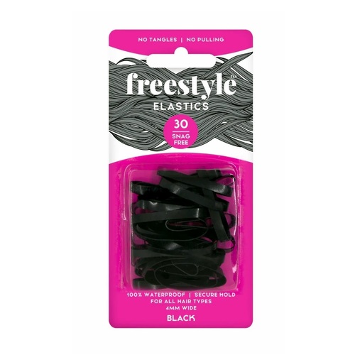 Freestyle Snag Free Hair Elastics 30pc Pack - 4mm Black Band