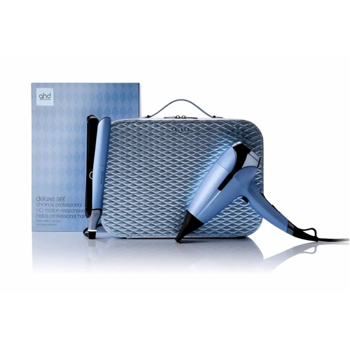 ghd Iced Luxe Limited Edition Gift Set - Chronos Hair Straightener & Helios Hair Dryer in Icy Blue