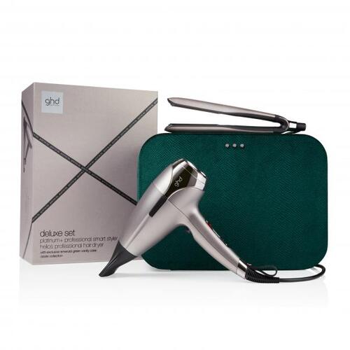 ghd Deluxe Gift Set - Platinum+ Hair Straightener & Helios Hair dryer in Limited Edition Desire Collection - Warm Pewter
