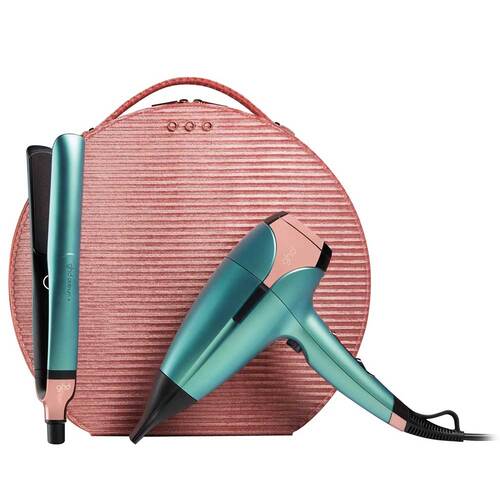 ghd Deluxe Gift Set - Platinum+ Hair Straightener & Helios Hair dryer in Limited Edition Alluring Jade.