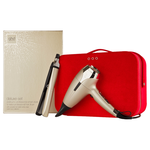 ghd Deluxe Gift Set - Platinum+ Hair Straightener & Helios Hair Dryer in Limited Edition Grand Luxe in Champagne Gold