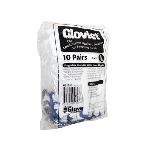 The Glove Company Glovet Fingerless Cotton Large Gloves 10 Pair
