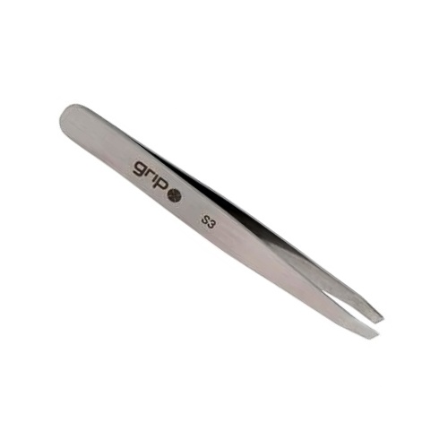 CaronLab Grip Claw Slanted Tip Tweezer Stainless Steel Finish (S3)