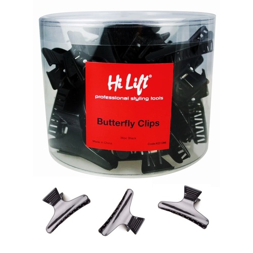 Hi Lift Hair Butterfly Clips 36 Pieces - Black