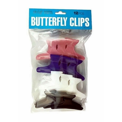 Hi Lift Hair Butterfly Clips 12 Pieces - Assorted Colours