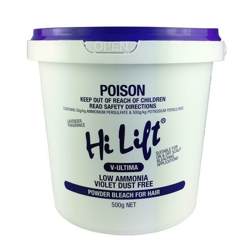 Hi Lift VIOLET V-Ultima 500g TUB Powder Bleach Low Ammonia Violet Dust Free 