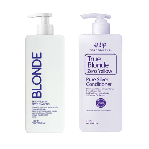 Hi Lift True Blonde Zero Yellow Pure Silver Shampoo and Conditioner 350ml Duo