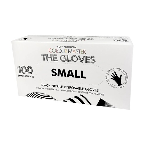 Hi Lift Colour Master Black Nitrile Small Gloves Disposable 100pc