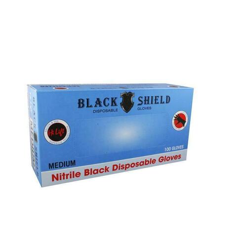 Hi Lift Black Shield Nitrile Single Use Disposable Gloves Box 100pc