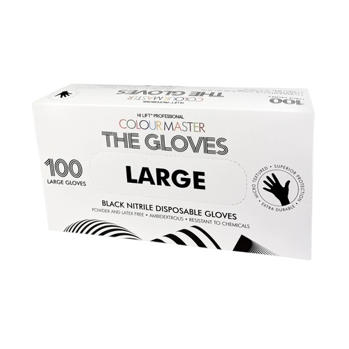 Hi Lift Colour Master Black Nitrile Large Gloves Disposable 100pc