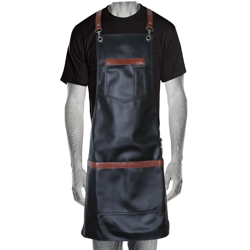 BLACK & TAN PU Leather Protective Barber Hairdressing Apron