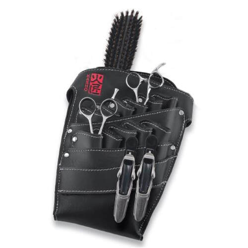 KASHO 11 Scissor Holster BLACK Hard Leather Hip Holster bag Pouch with belt