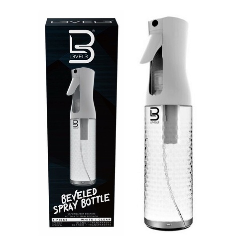 L3VEL3 Beveled Fine Trigger Mist Water Spray Bottle - White & Clear