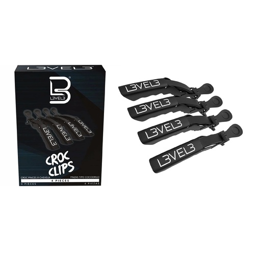 L3VEL3 Crocadile Hair Section Croc Clips Black 4 Pack Level 3
