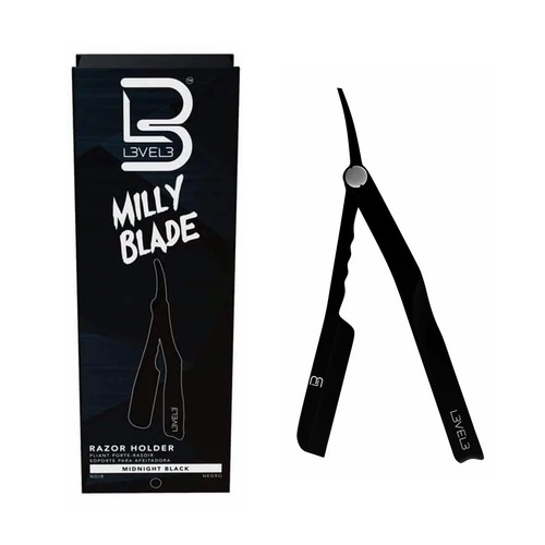 L3VEL3 Milly Clutch Folding Cut throat Razor Blade - Midnight Black