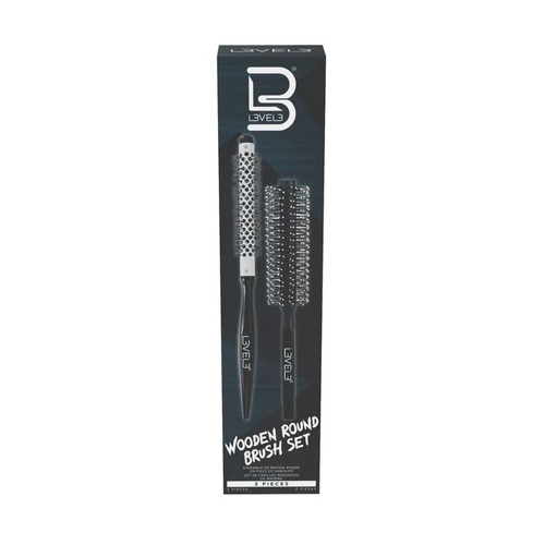 L3VEL3 Wooden Round Brush 2 Piece Set