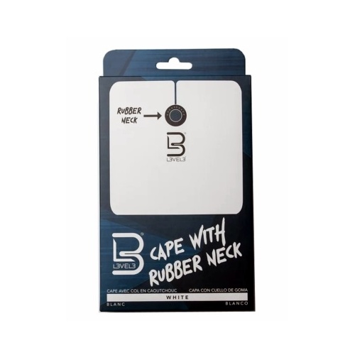 L3VEL3 Professional Hairdressing & Barbering Rubber Neck Cutting Cape - White