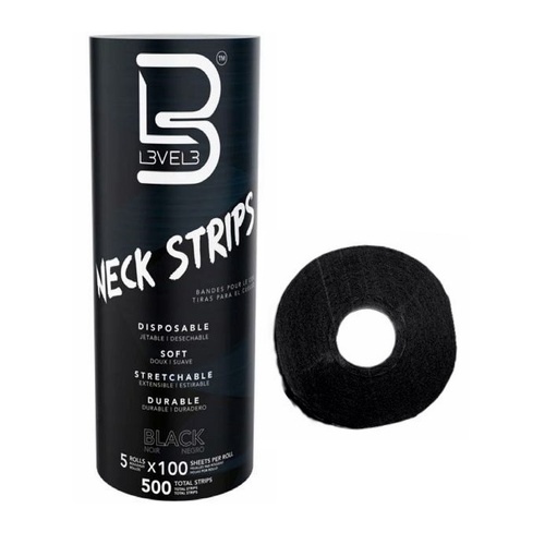 L3VEL3 Neck Strip Paper 5 Rolls x 100 Strips - Black