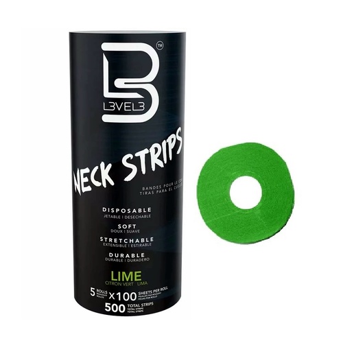 L3VEL3 Neck Strip Paper 5 Rolls x 100 Strips - Lime