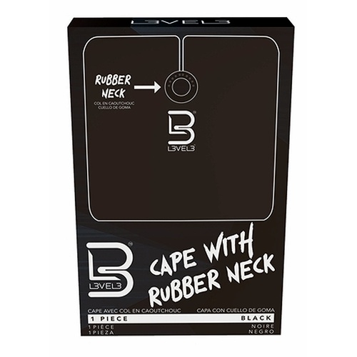 L3VEL3 Professional Hairdressing & Barbering Rubber Neck Cutting Cape - Black