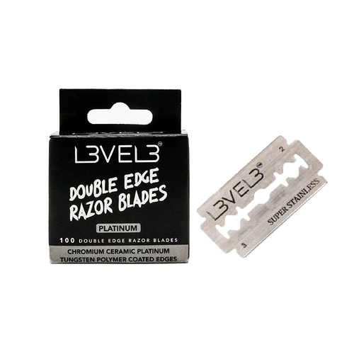 L3VEL3 Double Edge Platinum Razor Blades 100 Blade Pack Level 3
