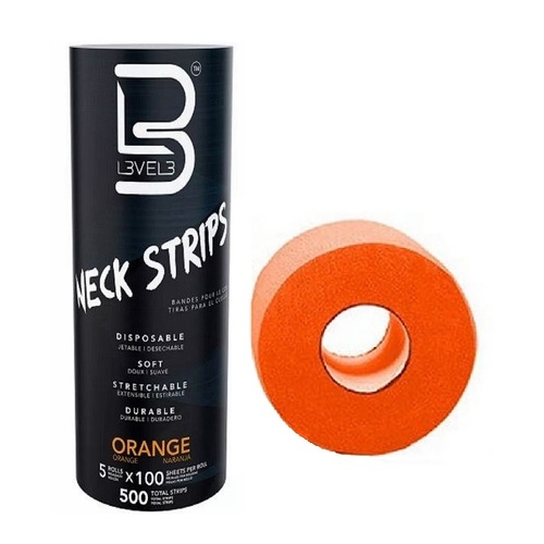 L3VEL3 Neck Strip Paper 5 Rolls x 100 Strips - Orange