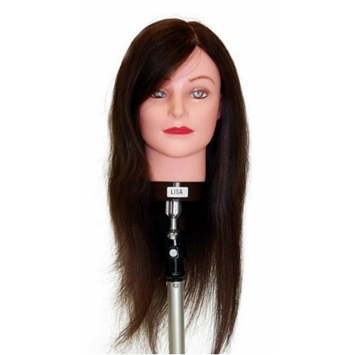 Elegant Mannequin Head LISA Human Hair Long 50cm to 55cm In Length - Brown Hair