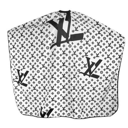 Professional WHITE & BLACK LV Barber Hairdressing Hair Cutting Cape